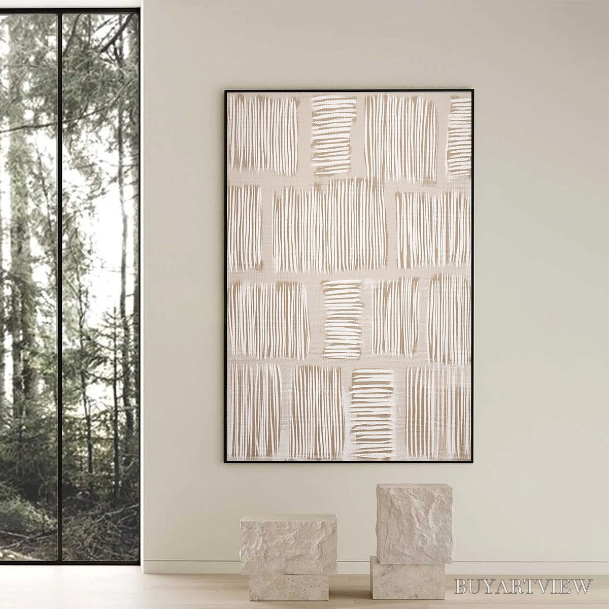 BUYARTVIEW Woven Paths – Textured Wabi Sabi Abstract Painting in Neutral Tones - image 6