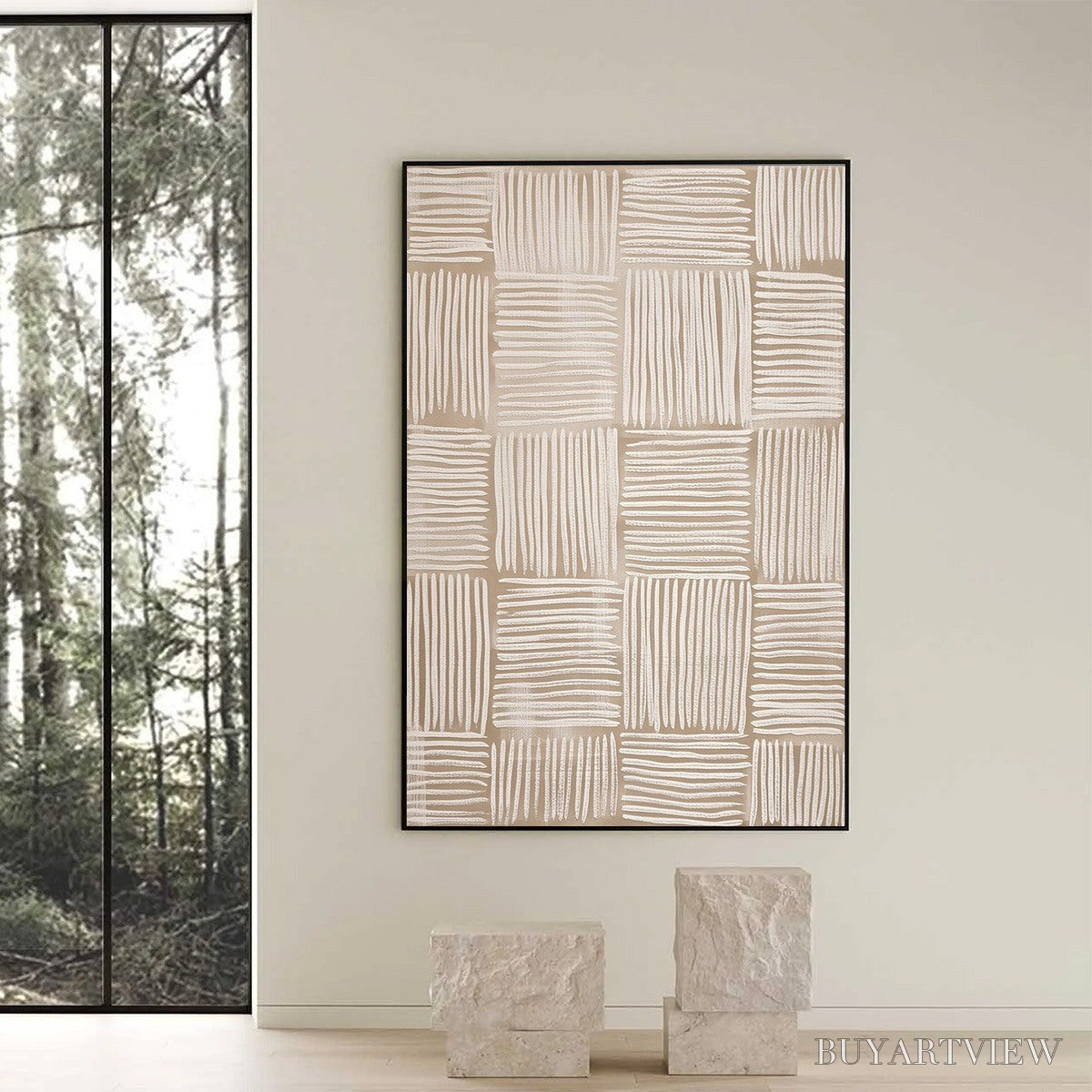 BUYARTVIEW Woven Calm – Textured Minimalist Wabi-Sabi Abstract Painting - image 6