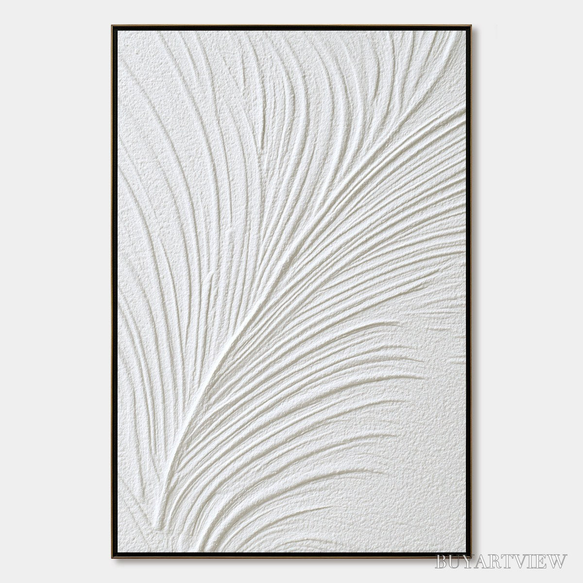BUYARTVIEW Plume – Textured Minimalist Wabi Sabi Feather Painting - image 1
