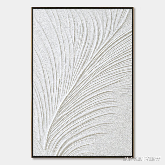 BUYARTVIEW Plume – Textured Minimalist Wabi Sabi Feather Painting - image 1