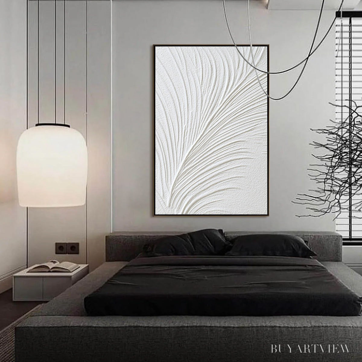 BUYARTVIEW Plume – Textured Minimalist Wabi Sabi Feather Painting - image 4