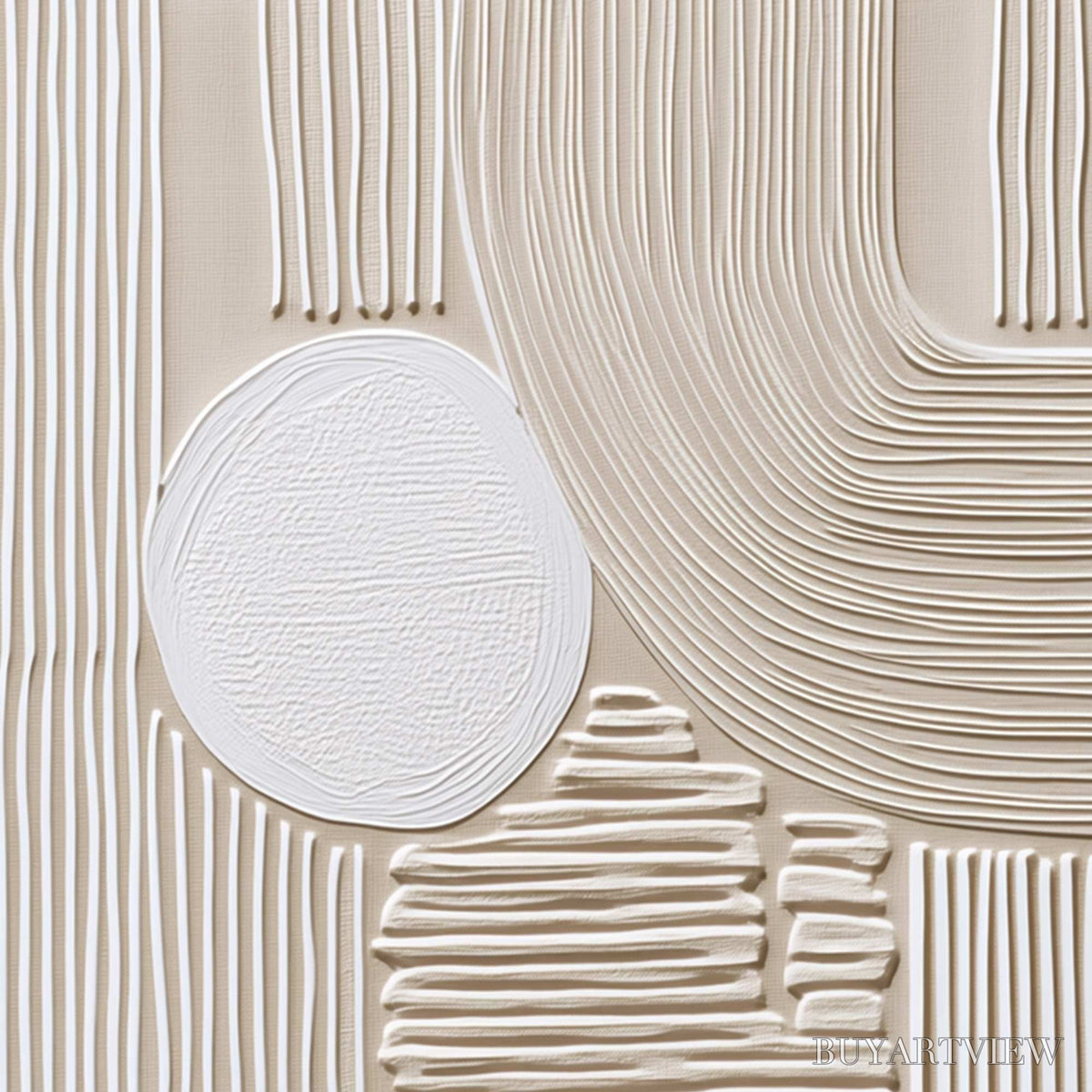 BUYARTVIEW Zenith – Textured Wabi Sabi in Minimalist Beige and White - image 3