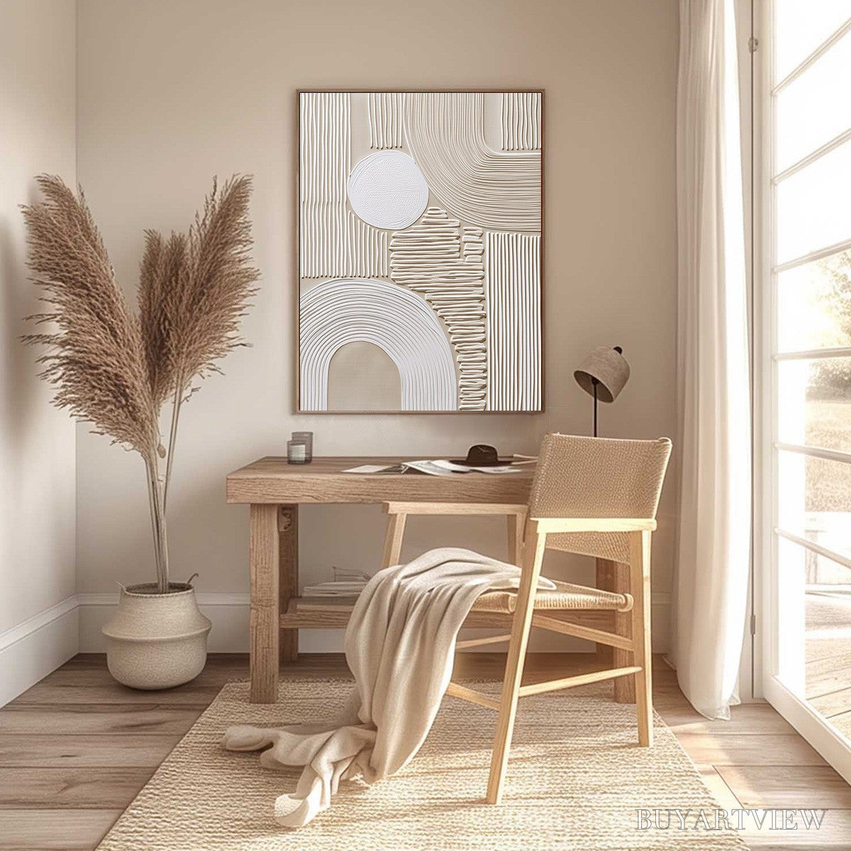 BUYARTVIEW Zenith – Textured Wabi Sabi in Minimalist Beige and White - image 4