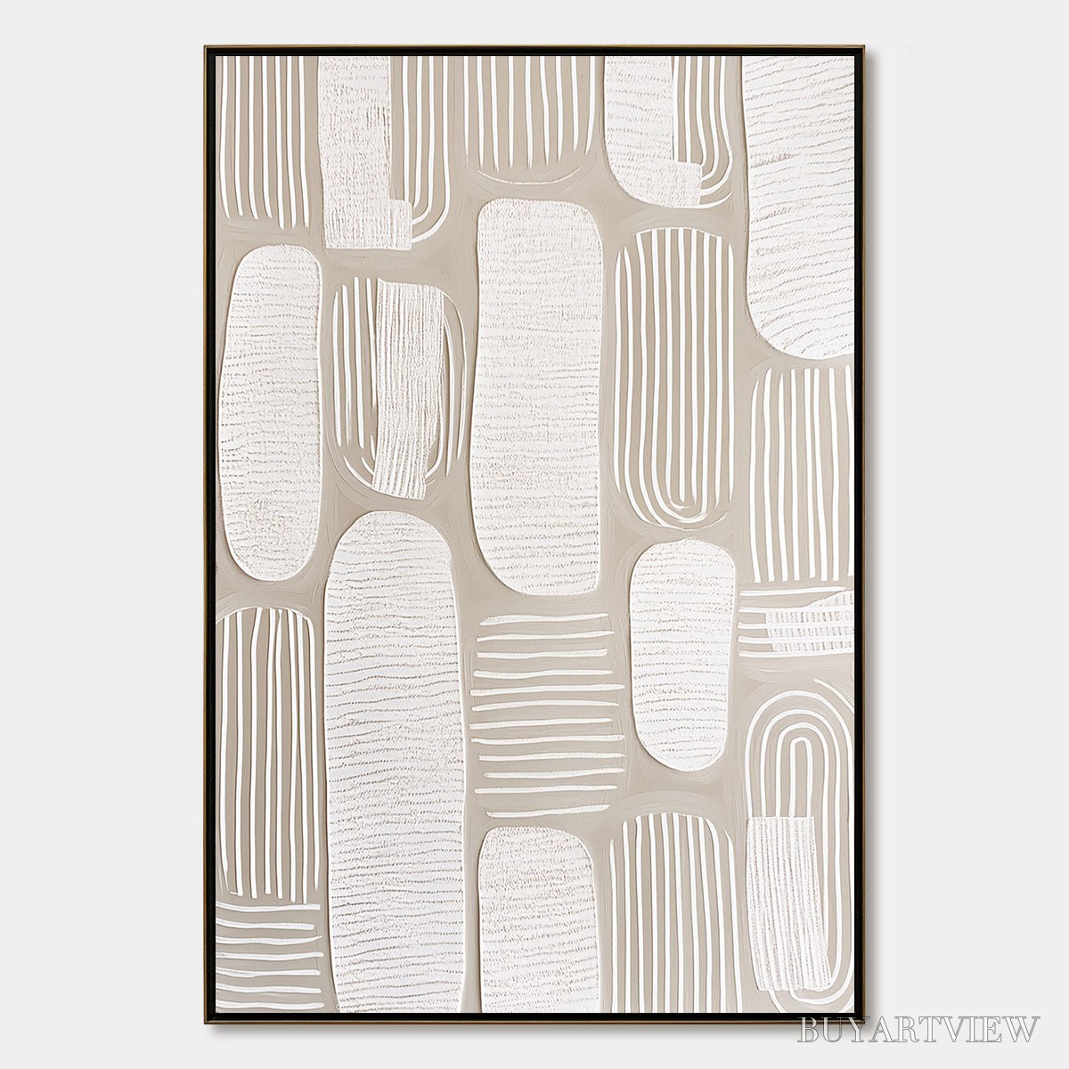 BUYARTVIEW Quiet Rhythms – Textured Wabi Sabi Abstract Painting in Neutral Tones - image 1
