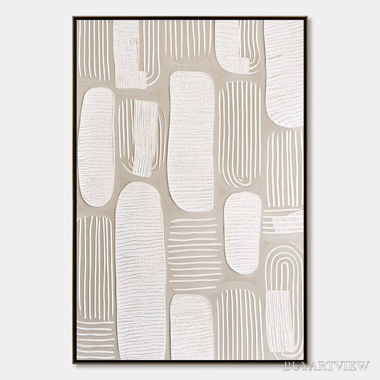 BUYARTVIEW Quiet Rhythms – Textured Wabi Sabi Abstract Painting in Neutral Tones - image 1