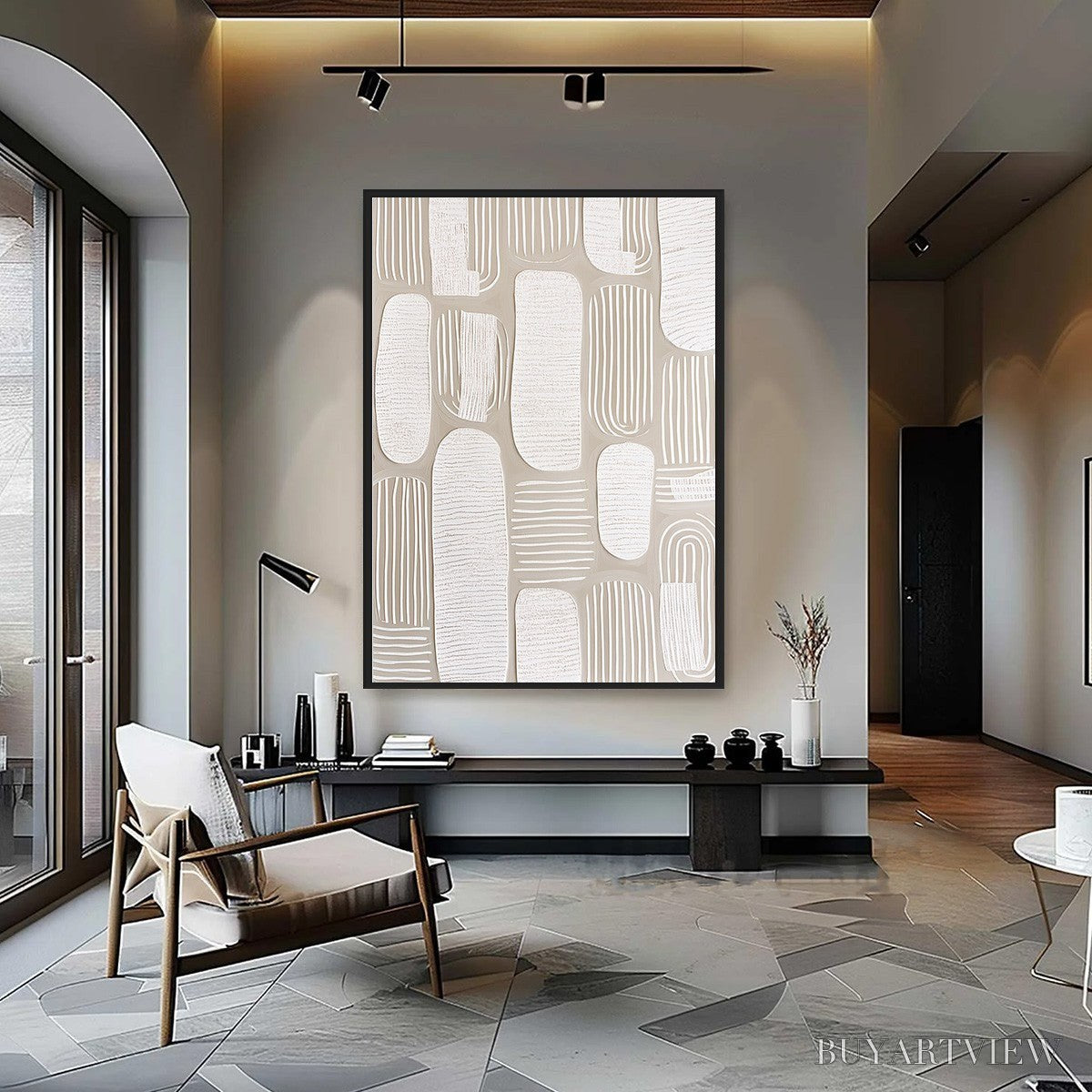 BUYARTVIEW Quiet Rhythms – Textured Wabi Sabi Abstract Painting in Neutral Tones - image 2