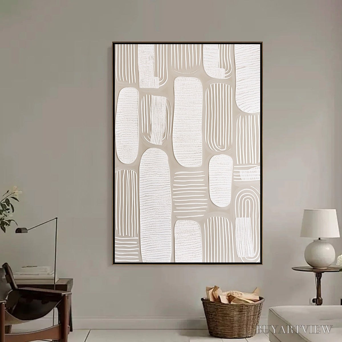 BUYARTVIEW Quiet Rhythms – Textured Wabi Sabi Abstract Painting in Neutral Tones - image 6