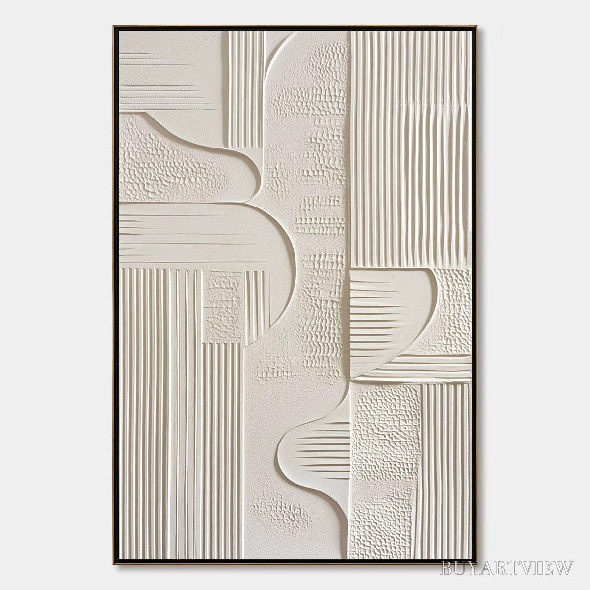 BUYARTVIEW Structured Calm – Textured White Minimalist Abstract Wabi Sabi - image 1
