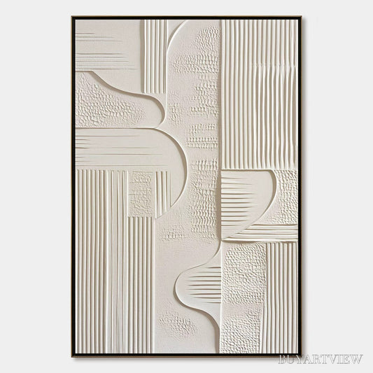 BUYARTVIEW Structured Calm – Textured White Minimalist Abstract Wabi Sabi - image 1