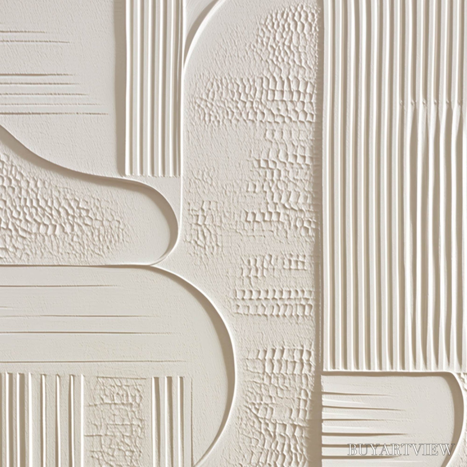 BUYARTVIEW Structured Calm – Textured White Minimalist Abstract Wabi Sabi - image 3