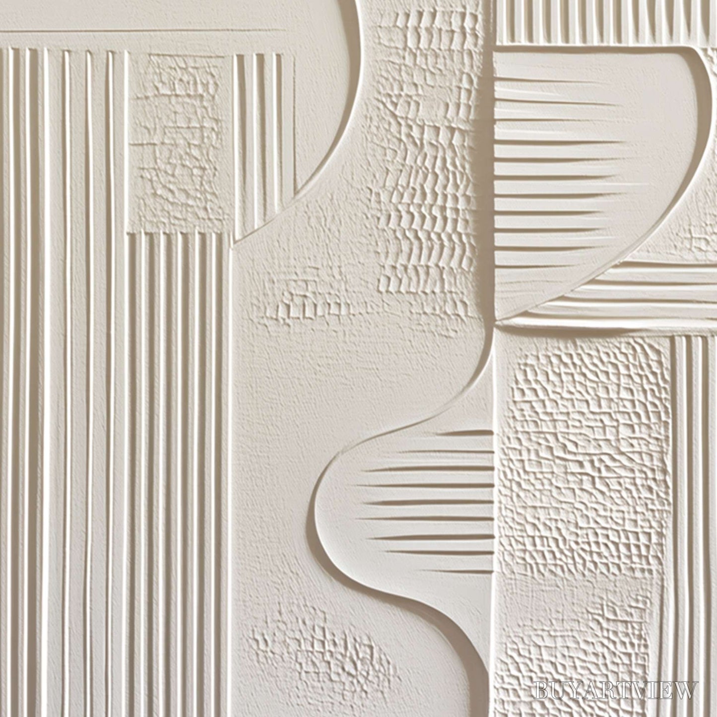 BUYARTVIEW Structured Calm – Textured White Minimalist Abstract Wabi Sabi - image 5
