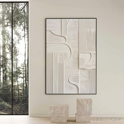 BUYARTVIEW Structured Calm – Textured White Minimalist Abstract Wabi Sabi - image 6
