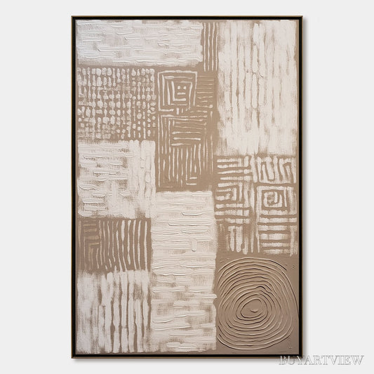BUYARTVIEW Ancient Echoes – Textured Wabi Sabi Abstract Painting in Neutral Tones - image 1