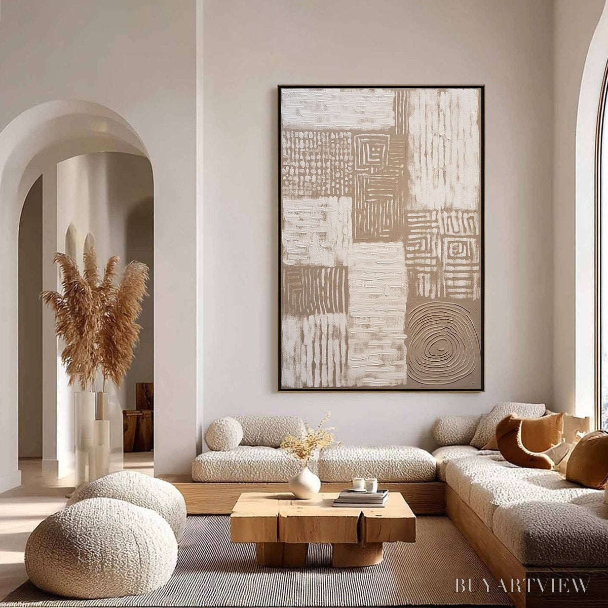 BUYARTVIEW Ancient Echoes – Textured Wabi Sabi Abstract Painting in Neutral Tones - image 4