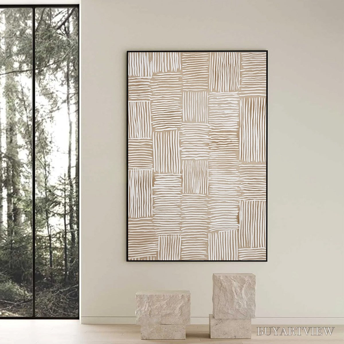 BUYARTVIEW Woven Calm – Hand-Painted Wabi Sabi Textured Abstract Art - image 6