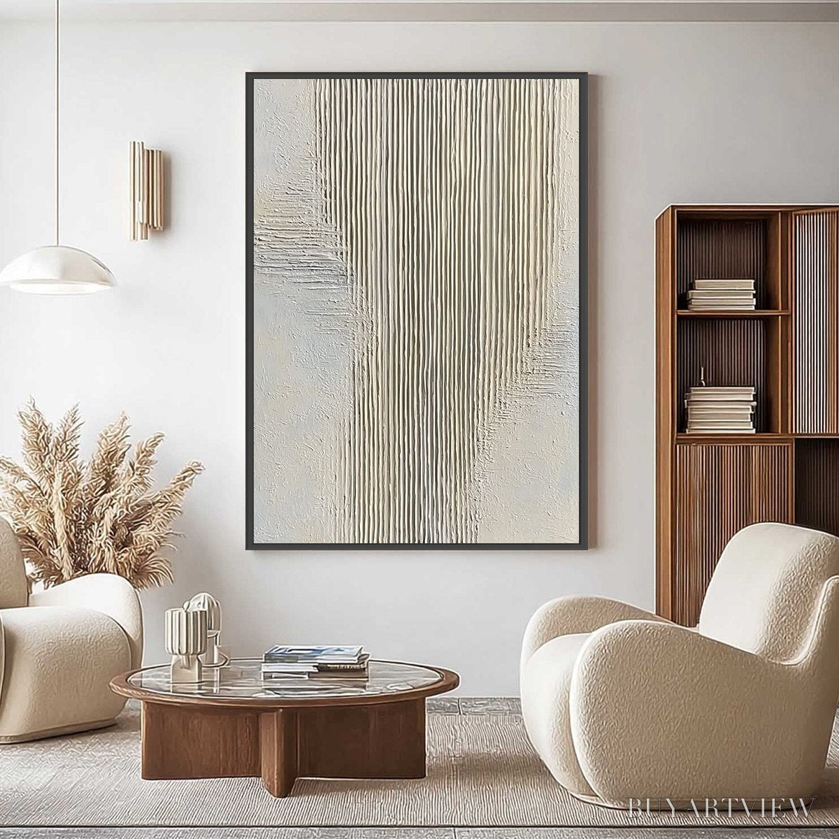 BUYARTVIEW Serene Stria – Wabi Sabi Textured Vertical Abstract Painting - image 4