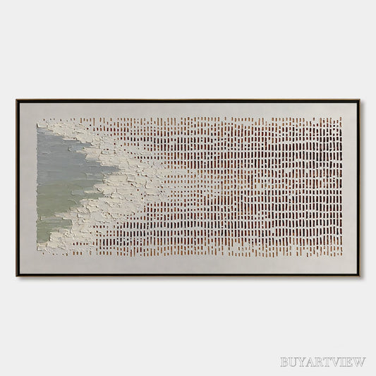 BUYARTVIEW Coastal Rhythm – Textured Wabi Sabi Abstract Horizontal - image 1