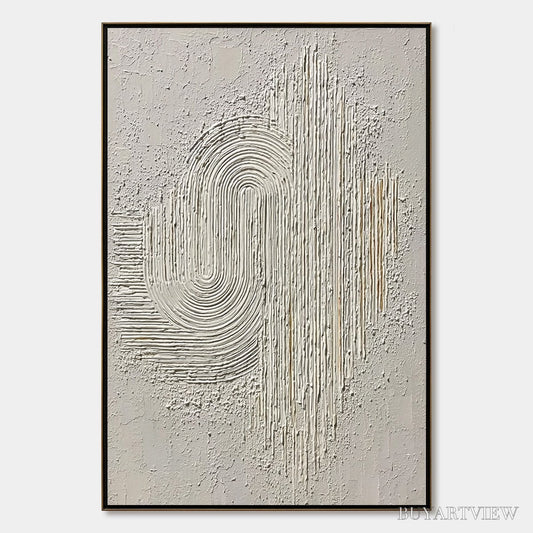 BUYARTVIEW Echoes in Silence – Textured White Abstract Wabi Sabi - image 1