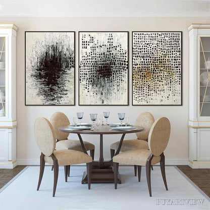 BUYARTVIEW Monochrome Metamorphosis – Wabi Sabi Textured Abstract Triptych - image 6