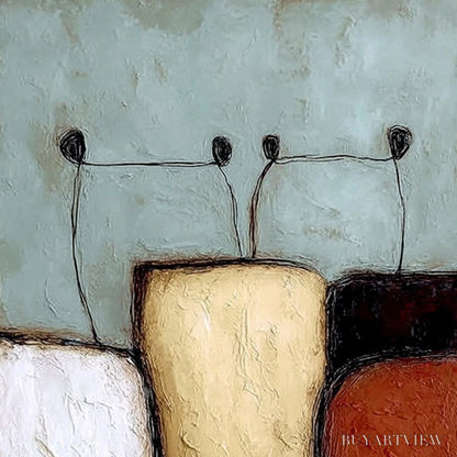 BUYARTVIEW the Gathering – Textured Wabi Sabi Abstract Painting of Earthy Forms - image 3