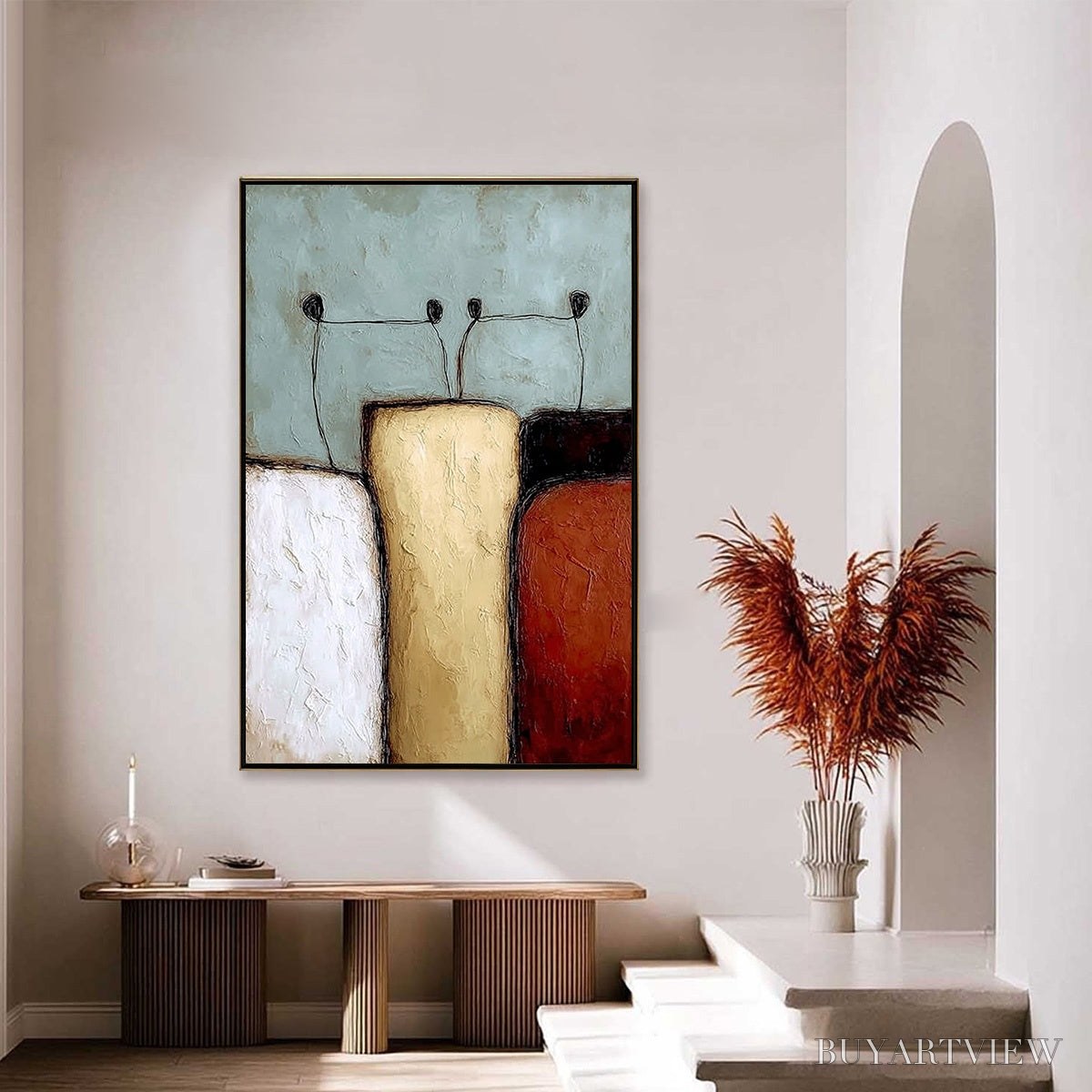 BUYARTVIEW the Gathering – Textured Wabi Sabi Abstract Painting of Earthy Forms - image 4