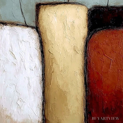 BUYARTVIEW the Gathering – Textured Wabi Sabi Abstract Painting of Earthy Forms - image 5
