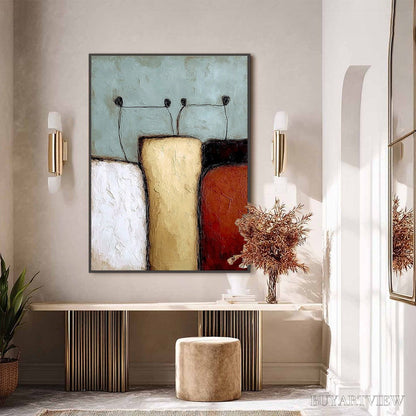 BUYARTVIEW the Gathering – Textured Wabi Sabi Abstract Painting of Earthy Forms - image 6