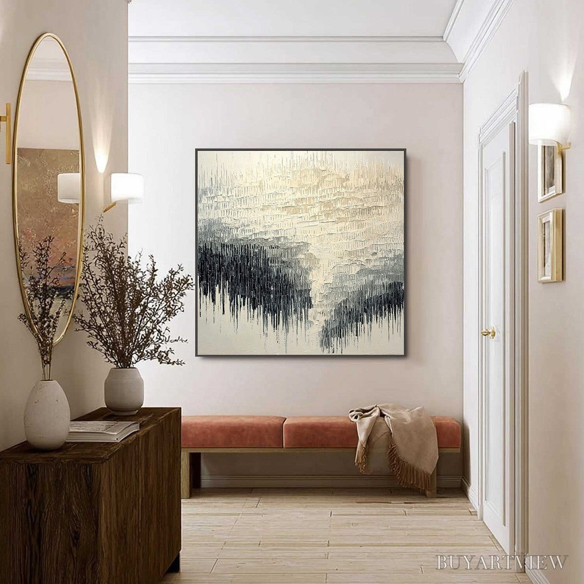 BUYARTVIEW Static Flow – Heavy Texture Wabi Sabi Abstract Painting - image 6