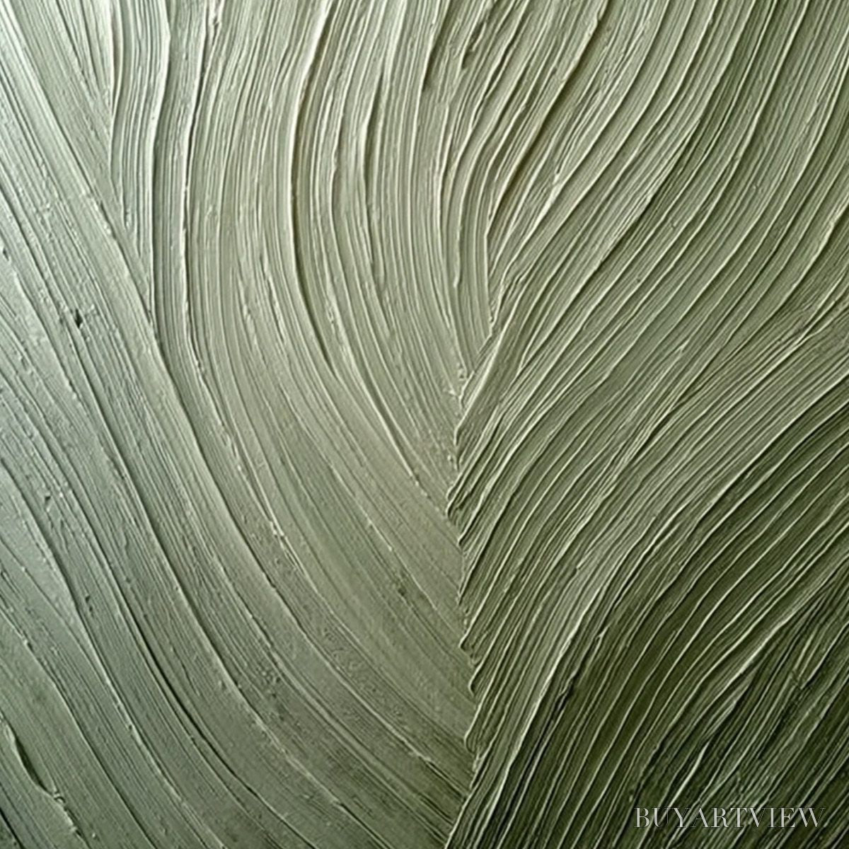 BUYARTVIEW Earthen Weave – Textured Green and Beige Wabi Sabi Abstract Painting - image 3