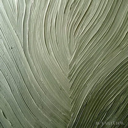 BUYARTVIEW Earthen Weave – Textured Green and Beige Wabi Sabi Abstract Painting - image 3