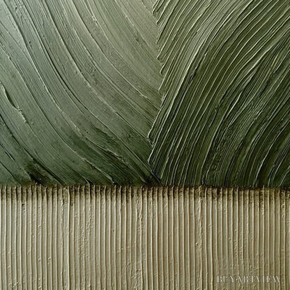 BUYARTVIEW Earthen Weave – Textured Green and Beige Wabi Sabi Abstract Painting - image 5