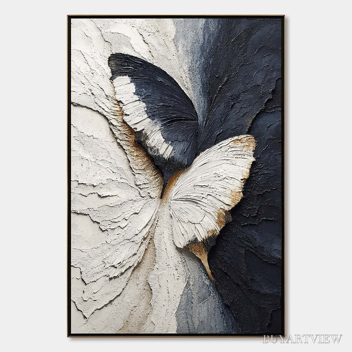 BUYARTVIEW Emergence – Textured Wabi Sabi Butterfly Impasto - image 1