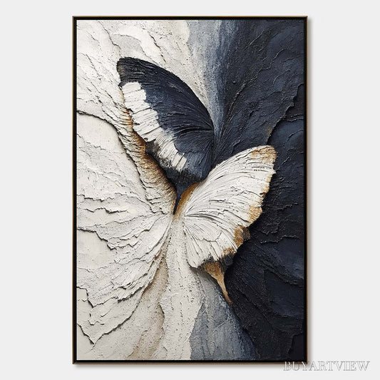 BUYARTVIEW Emergence – Textured Wabi Sabi Butterfly Impasto - image 1