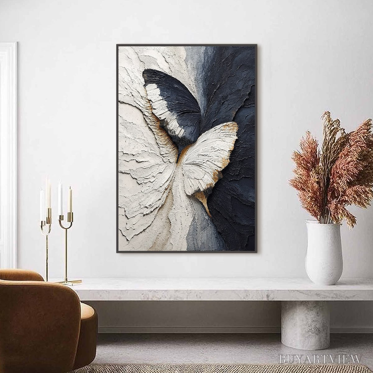 BUYARTVIEW Emergence – Textured Wabi Sabi Butterfly Impasto - image 2
