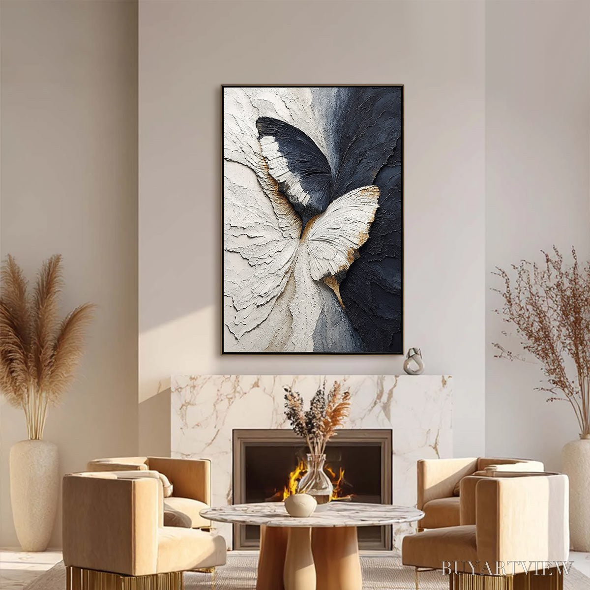 BUYARTVIEW Emergence – Textured Wabi Sabi Butterfly Impasto - image 6