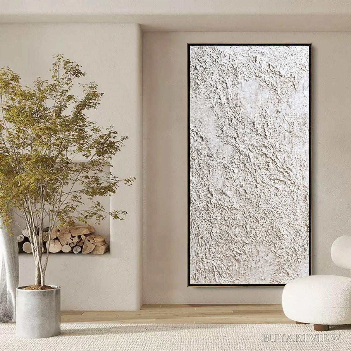 BUYARTVIEW Terra Alba – Textured White Wabi Sabi Minimalist Painting - image 6