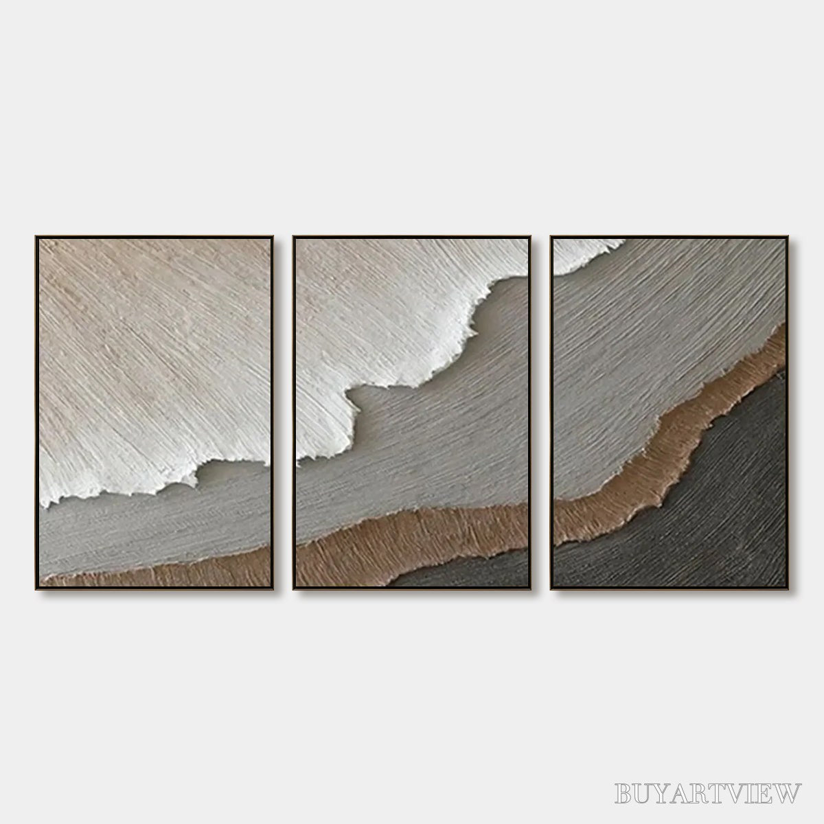 BUYARTVIEW Terra Firma – Textured Abstract Earth Tones Triptych Painting - image 1