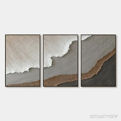 BUYARTVIEW Terra Firma – Textured Abstract Earth Tones Triptych Painting - image 1