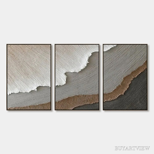 BUYARTVIEW Terra Firma – Textured Abstract Earth Tones Triptych Painting - image 1