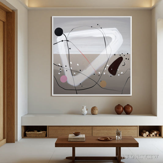 BUYARTVIEW Taupe Triptych – Minimalist Abstract Oil Painting - image 2