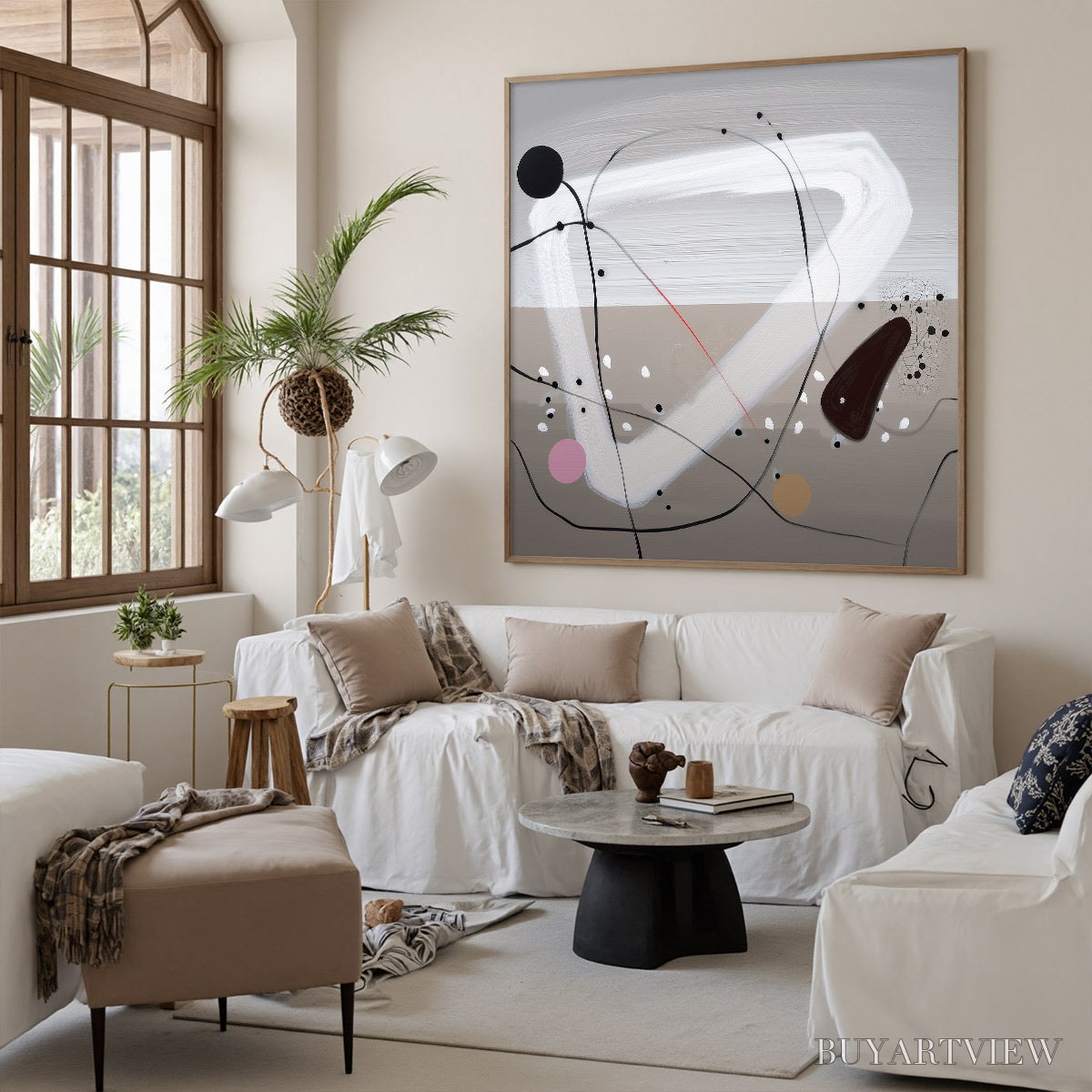 BUYARTVIEW Taupe Triptych – Minimalist Abstract Oil Painting - image 4