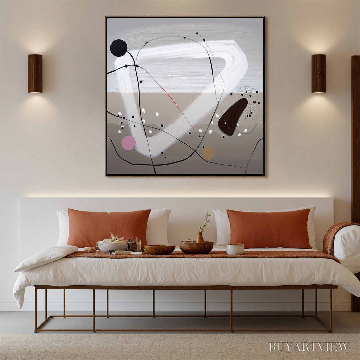 BUYARTVIEW Taupe Triptych – Minimalist Abstract Oil Painting - image 5