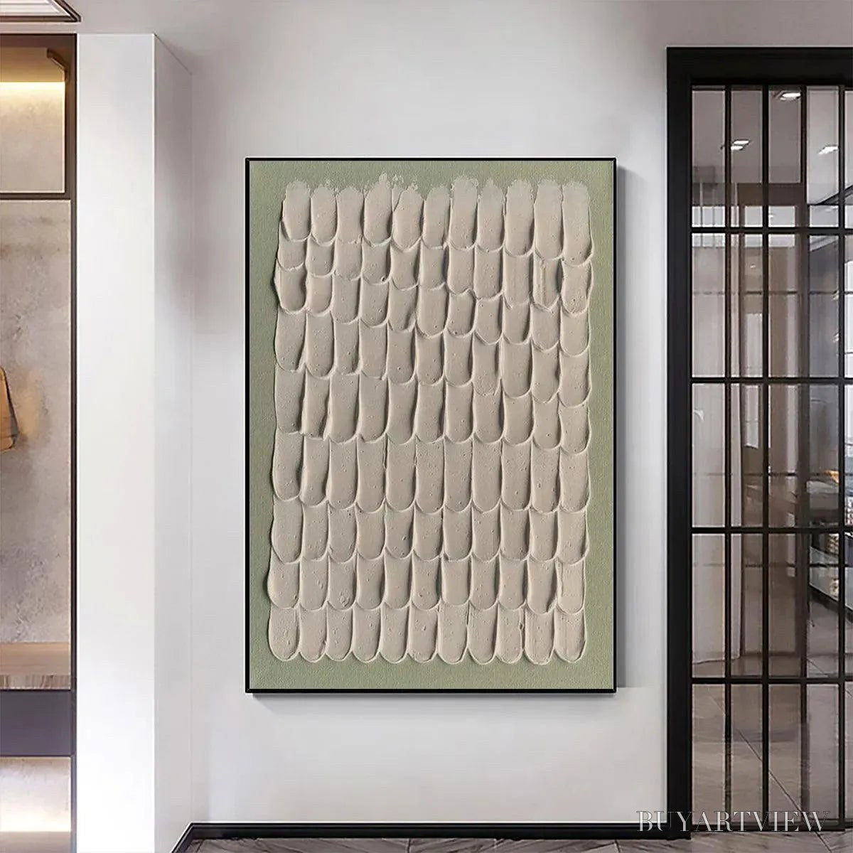 BUYARTVIEW Textured Scales – Textured Abstract Painting in Neutral Tones - image 2