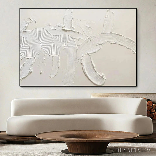 BUYARTVIEW White Textured Abstract – Textured Abstract Painting in White - image 2