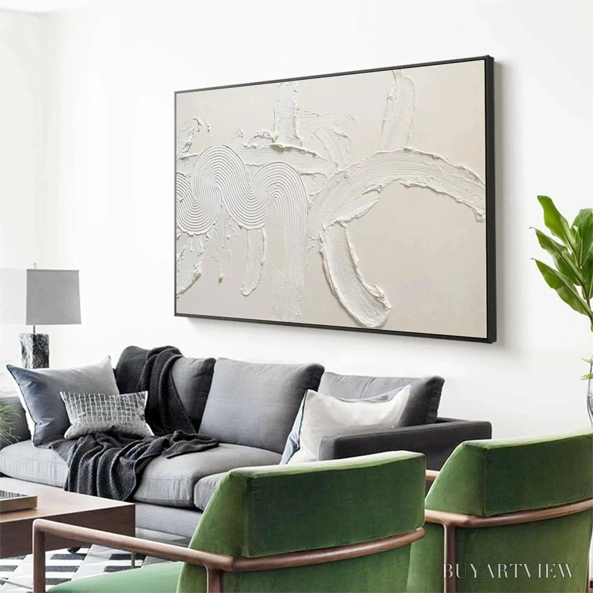 BUYARTVIEW White Textured Abstract – Textured Abstract Painting in White - image 4