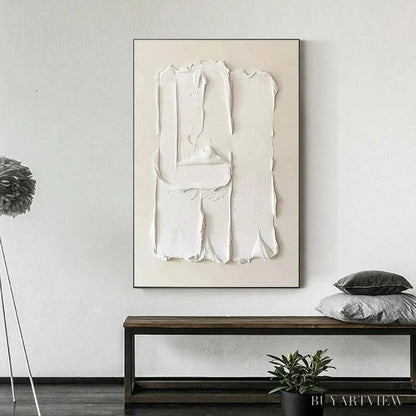 BUYARTVIEW White Textured Relief – Textured Abstract Painting in White - image 6