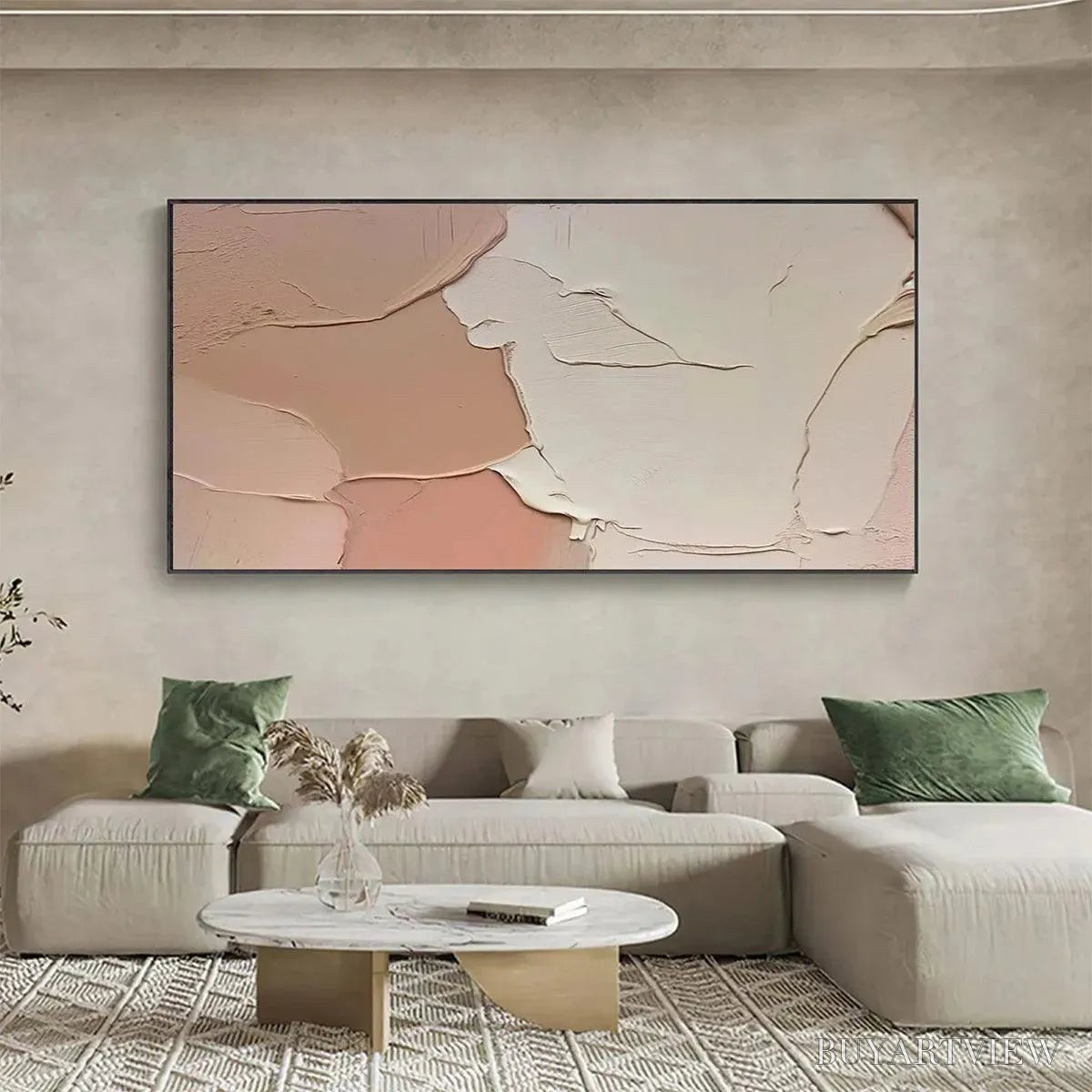 BUYARTVIEW Nude Abstract – Textured Abstract Painting in Neutral Tones - image 4