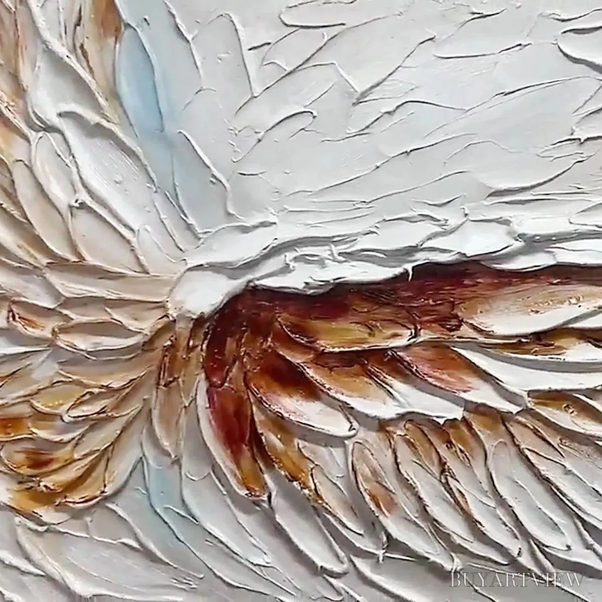 BUYARTVIEW Angel Wings – Textured White and Gold Angel Wing Painting - image 3