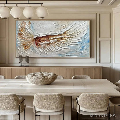 BUYARTVIEW Angel Wings – Textured White and Gold Angel Wing Painting - image 4