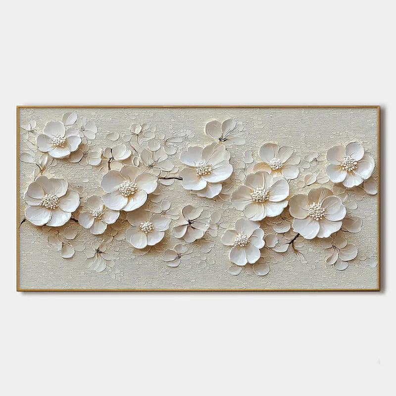 BLOSSOM SERENADE: Textured Floral Oil Painting